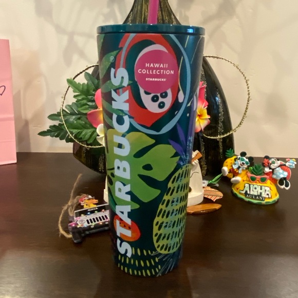 COLLECTION-Starbucks Hawaii Collection Palm Leaf Tropical Fruit Tumbler 24 Oz - Picture 1 of 5